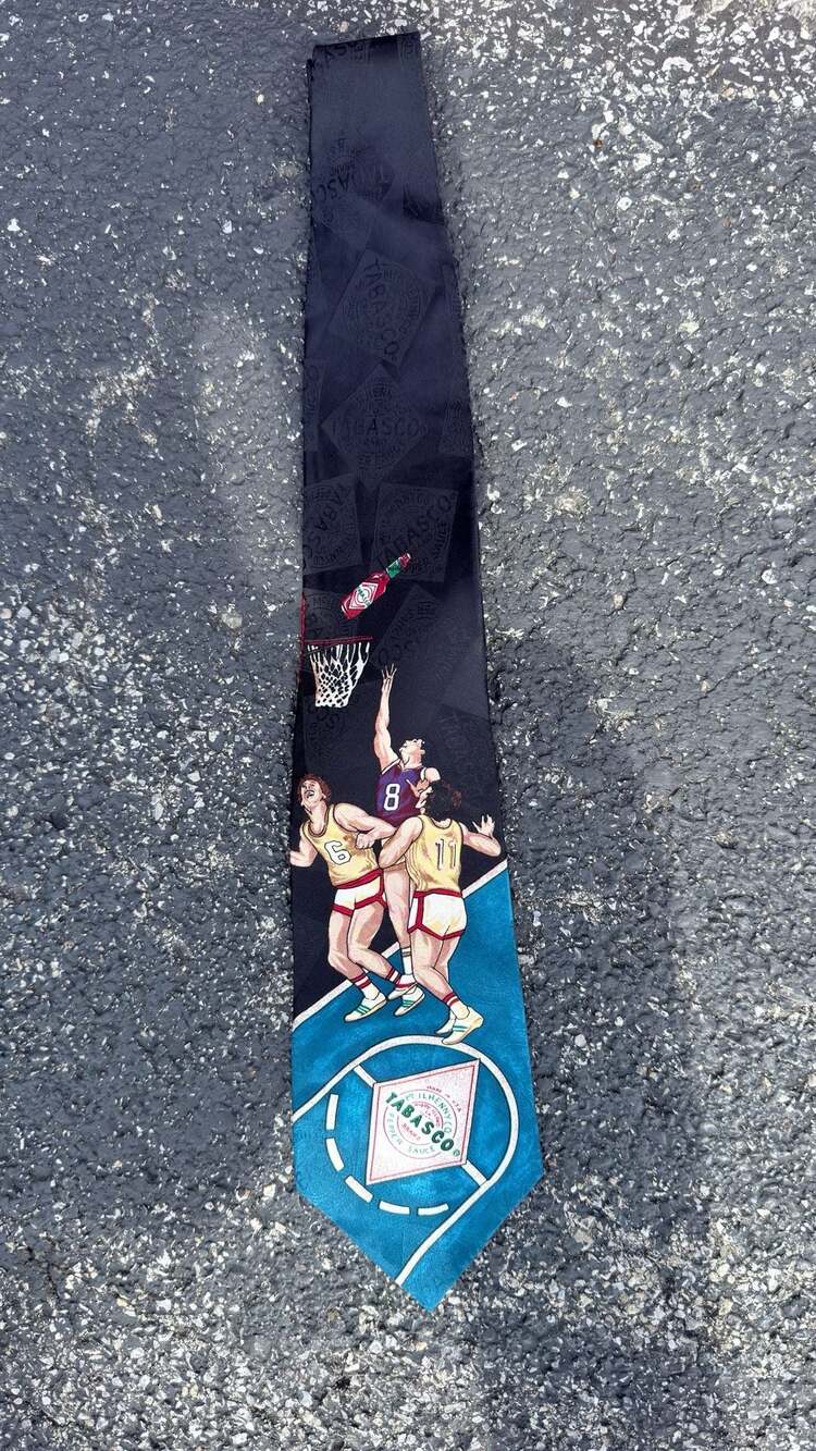 Tabasco Basketball Novelty Silk Neck Tie Black Blue Sports